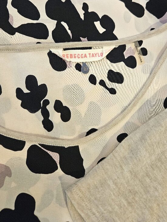 Designer! - REBECCA TAYLOR, 100% silk long sleeve animal print t-shirt - Picture 11 of 11